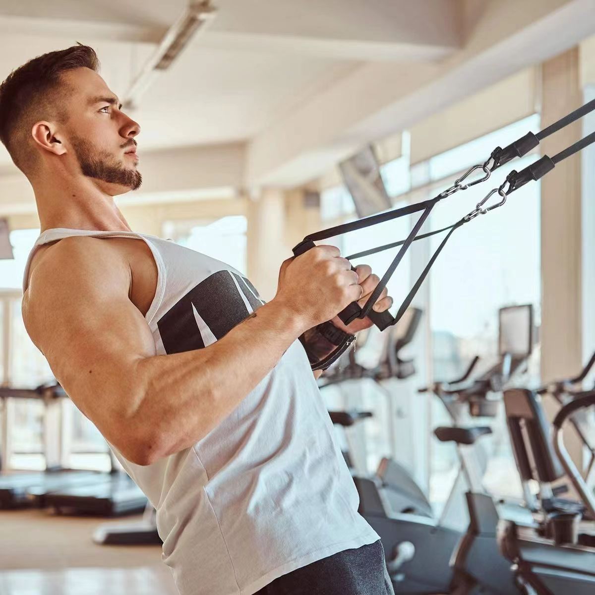 Faixas de resistência para academia, acessórios, alças, aderência antiderrapante, correias de nylon forte, fitness, máquina de cabo resistente, equipamento de treino
