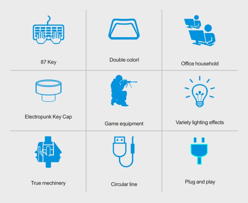 Edition Mechanical Keyboard 87 Keys Blue Switch Gaming Keyboards Russian US Sticker Wired Keyboard For Tablet Desktop