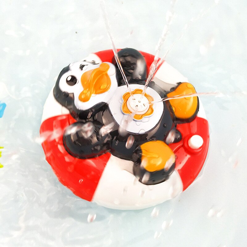 Badspeelgoed cartoon dier grappig baby elektrisch roterend sproeiend waterschip speelgoed voor baby waterstraalboot badkamer badkuip: H