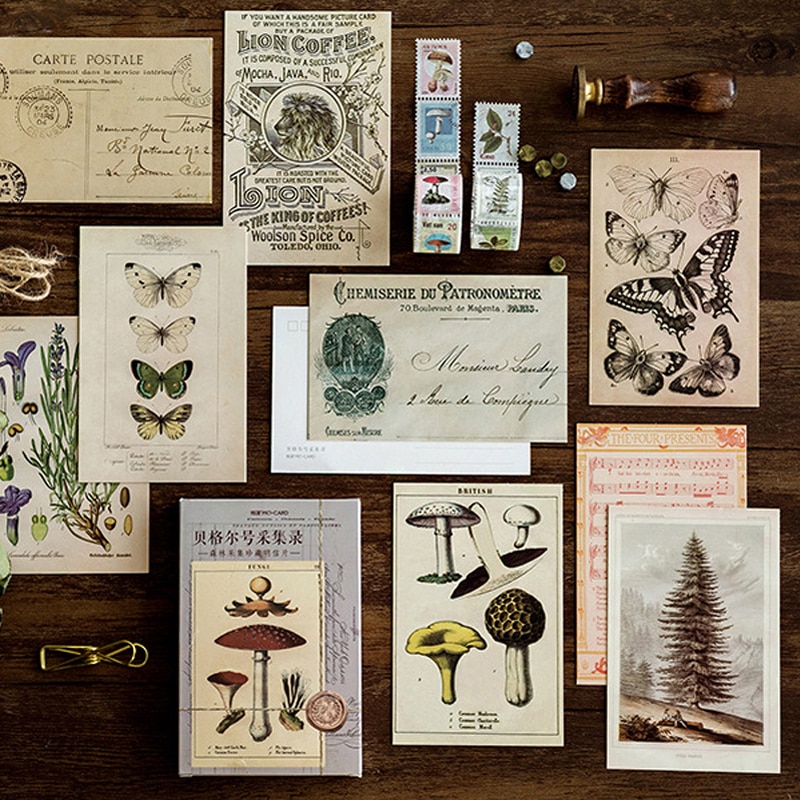 30 Stks/set Vintage Oude Bos Dieren Planten Specimen Wenskaarten Papier Retro Stijl Schrijven Ansichtkaarten Briefpapier