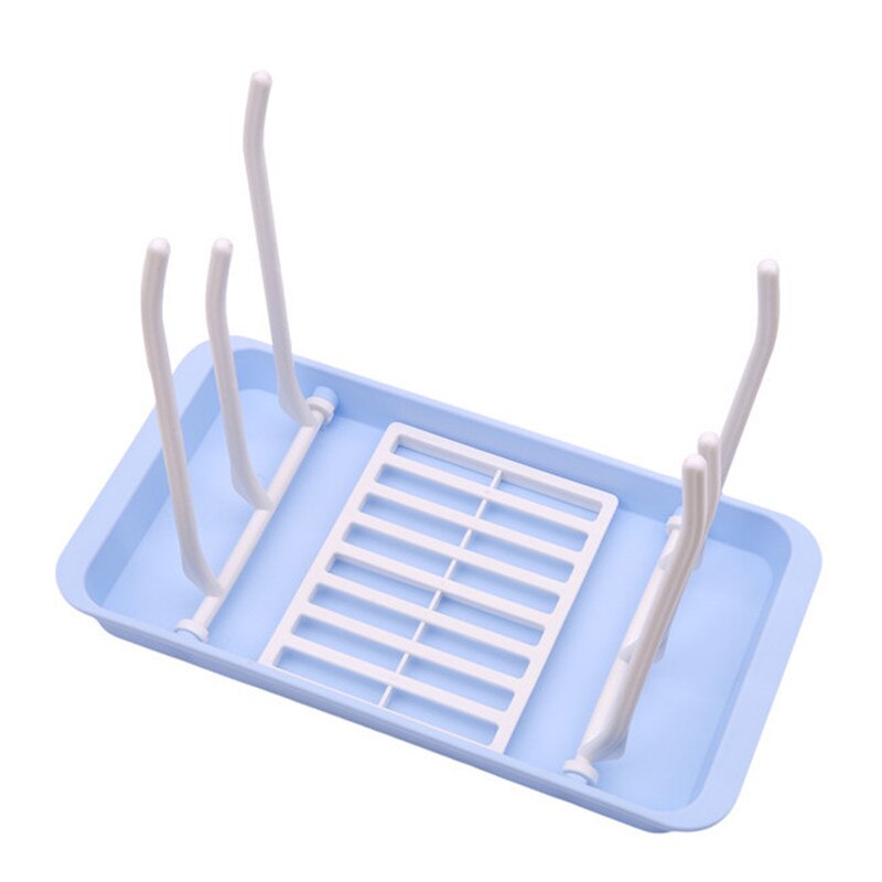 Soporte para secar botellas de plástico para bebé, alimentación de bebé, estante de secado para limpieza, estante para pezón, soporte para secar botellas: blue