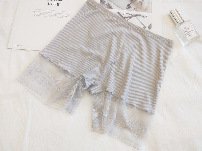 Women Safety Shorts Lace Breathable Boy Shorts Lady Seamless Underwear Short Pants Under Skirts Shorts: 1pc grey