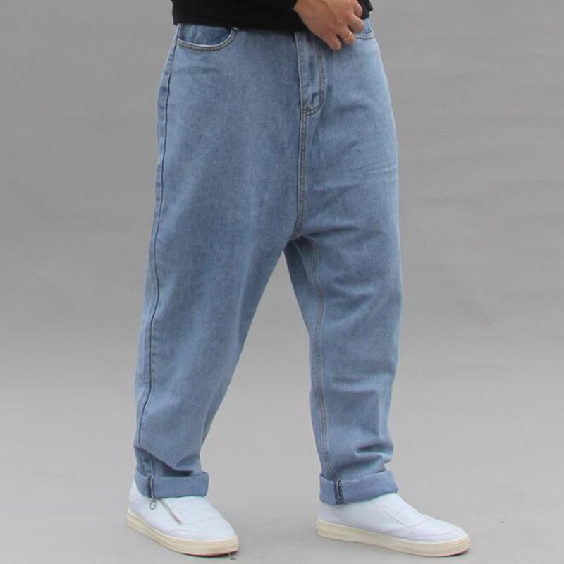 Lose Baggy Jeans männer Casual Denim Hosen Hip Hop Harem Jeans Hose Blau Schritt Denim Hosen Plus Größe 4XL