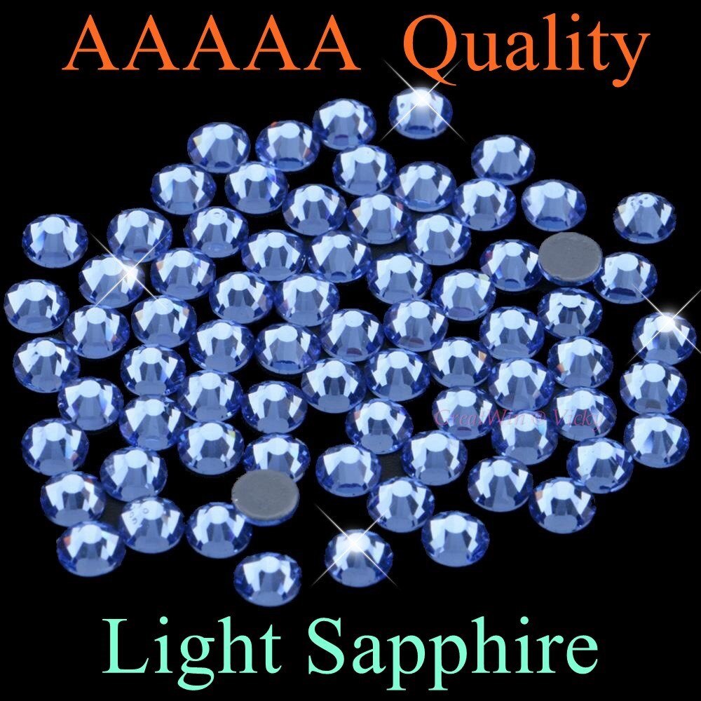 Top ! Light Sapphire Hotfix Steentjes SS6 SS10 SS16 SS20 SS30 Plaksteen Diamond Fix Strass Kristallen Met Lijm