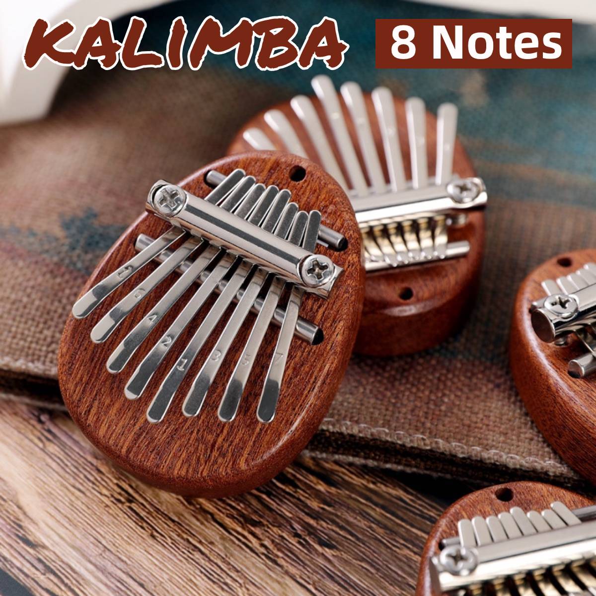 8 Key Mini Kalimba Mbira Solid Wood Finger Thumb Piano Marimba Practical Wood Muscial Instrument Pendant for Beginners