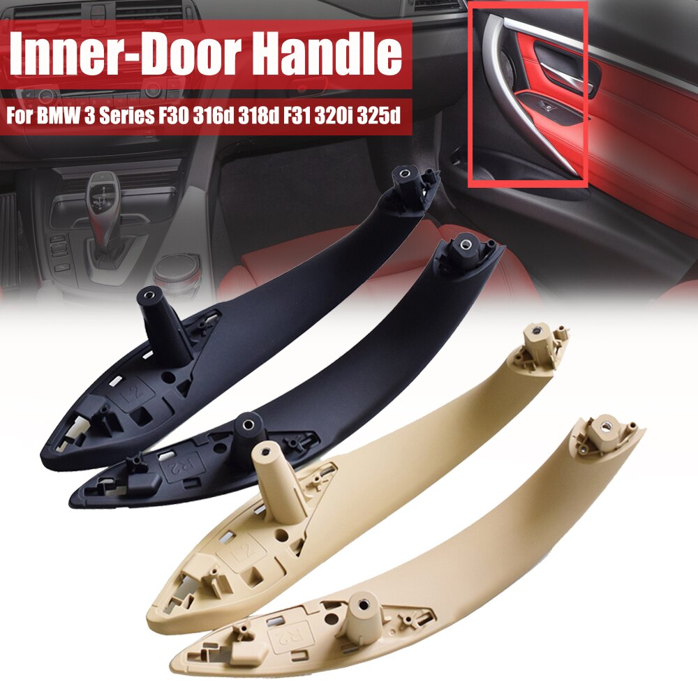 Wewnętrzny uchwyt klamki samochodu osłona wykończeniowa robić naciągania dla BMW F30 F31 F32 F33 F34 F35 F36 F80 lewego prawego wewnętrzny płyta czarny beżowy z włókna węglowego