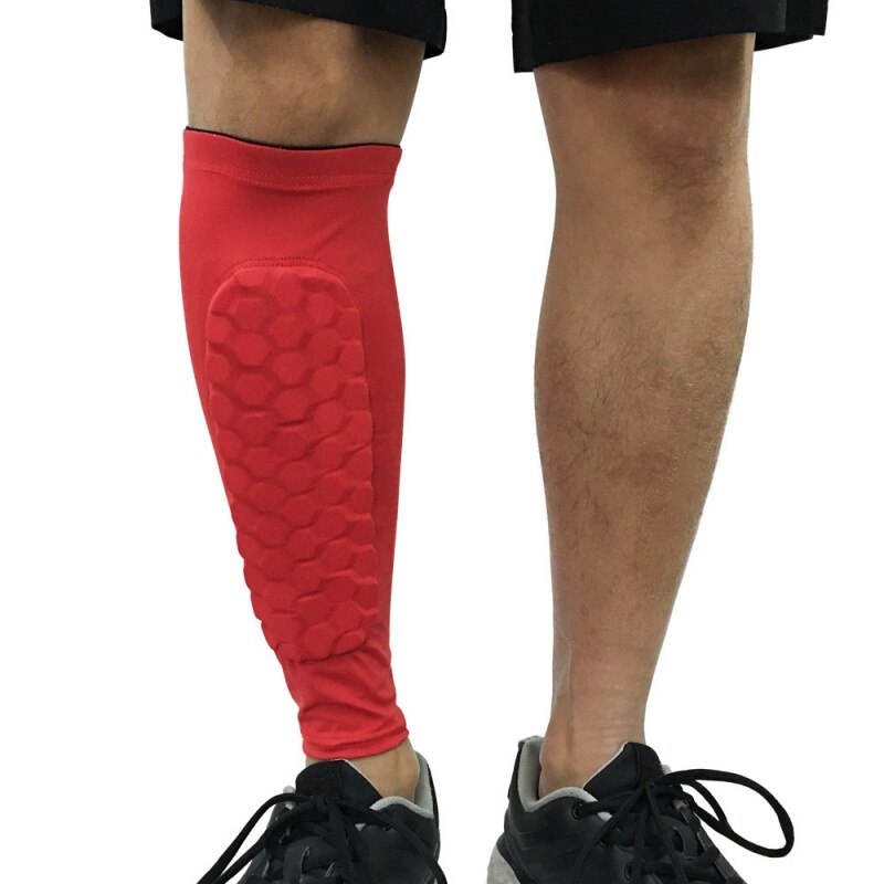 1Pcs Sport Basketbal Been Mouwen Honingraat Anti-Crash Compressie Been Kalf Mouw Fietsen Running Jogging Beenwarmers: Rood / M