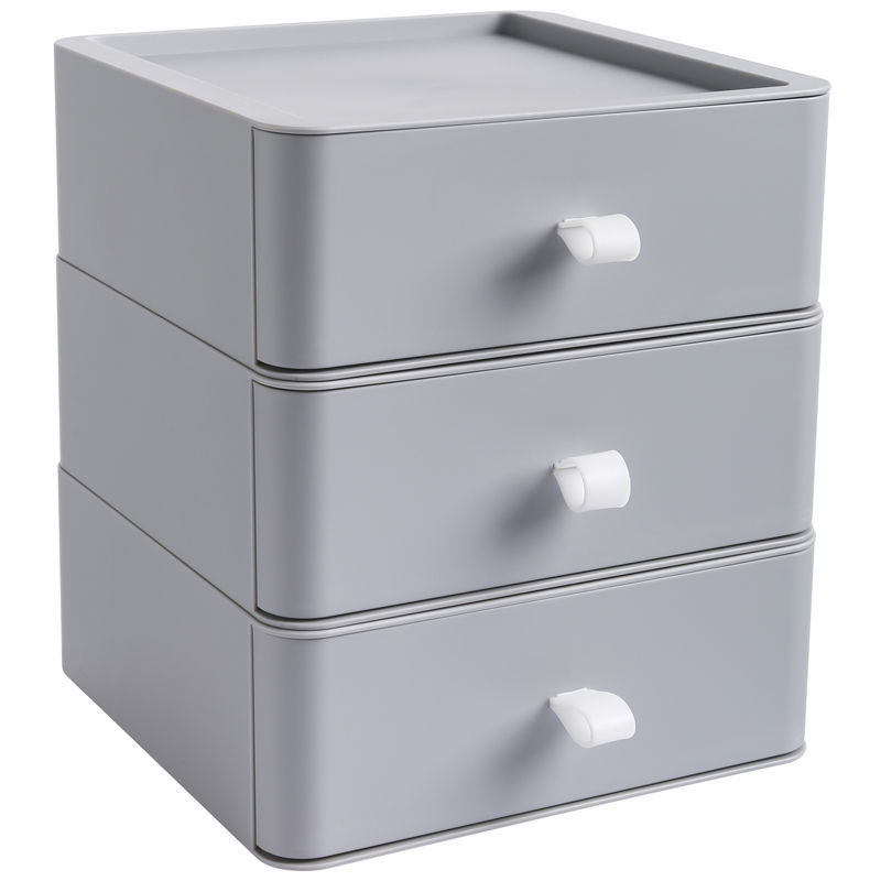 Multifunktions Schreibtisch Organizer Schublade machen-hoch Lagerung Kasten Stapelbar Schmuck Behälter Große Kapazität Büro Lagerung fallen Kasten: 3 Schichten grau