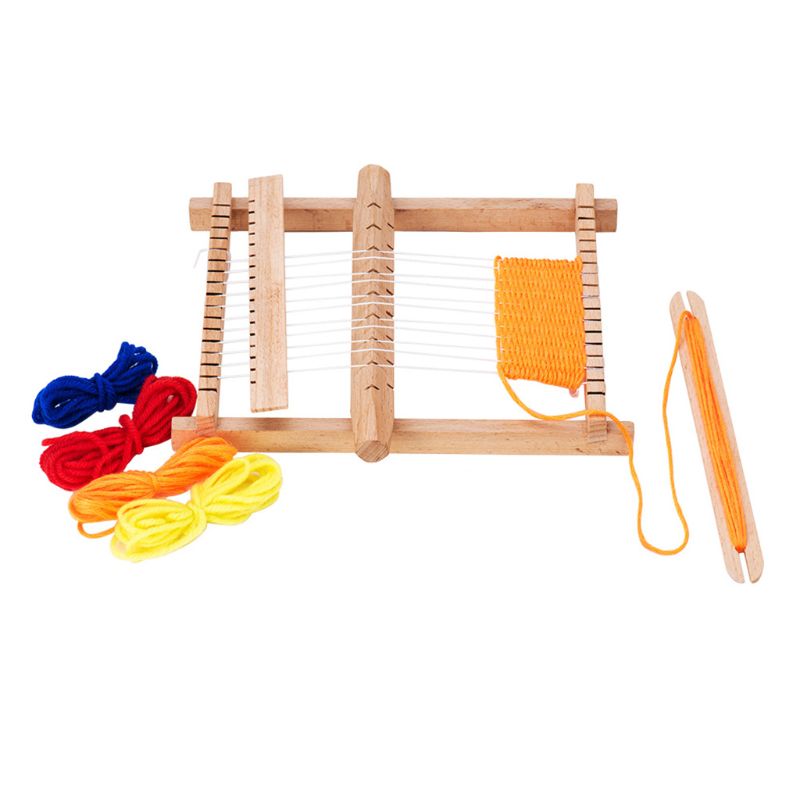 Trä barn diy vävstol hand sy stickning maskin pedagogiska leksaker för barn