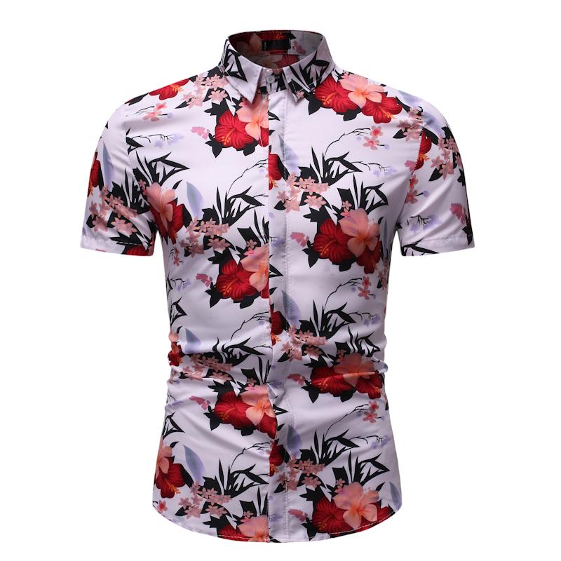 Bloemen heren overhemd jurk blouse heren korte mouw zomer casual model overhemden voor heren vrije tijd: Xxl