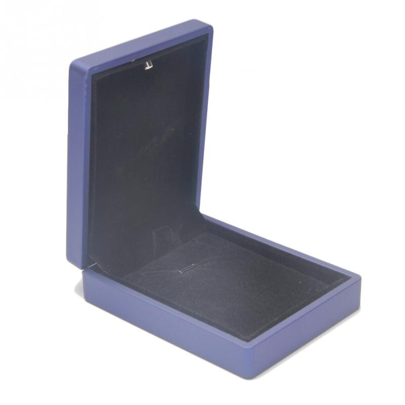 LED Light Wedding Ring Box Holder Marriage Organizer Heart Shape Display Velvet Ring Box Wedding Proposal Jewelry Storage: blue Pendant Box