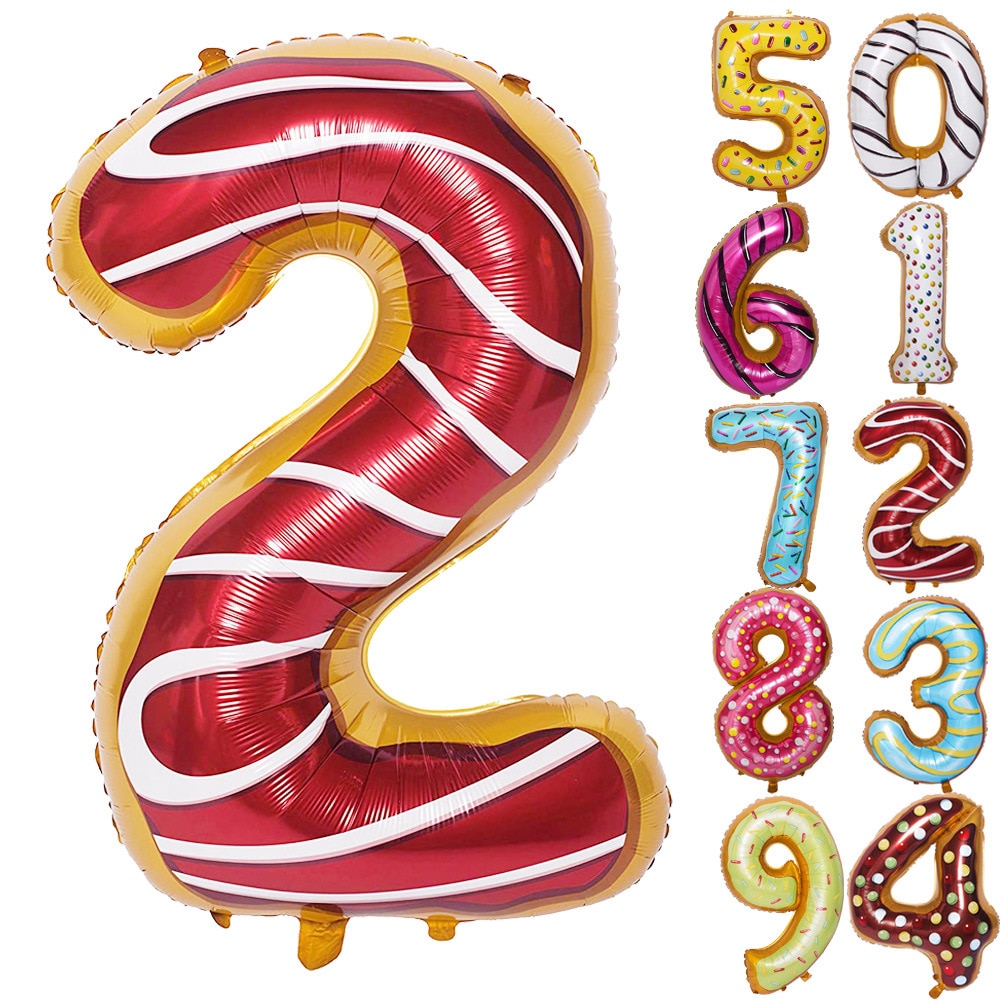 1pcs 36-inch Large Digital Aluminum Foil Balloon Donut Festive Party Number Balloon Children's Birthday Decoration