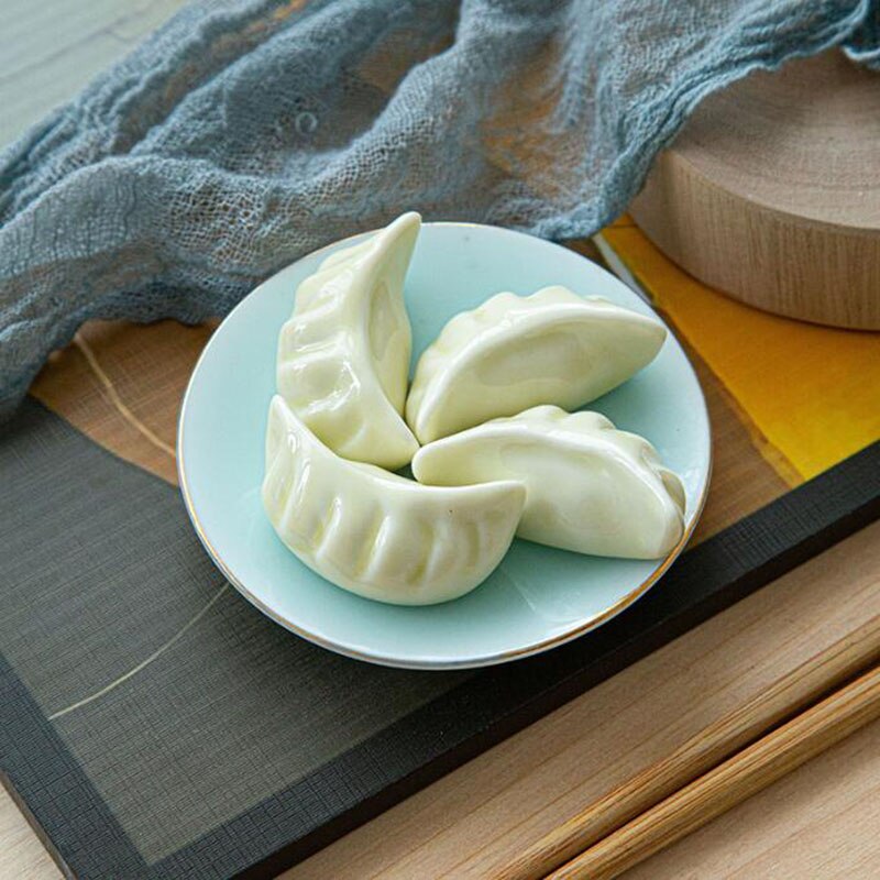Juego de 4 unids/set de soporte de palillos de cerámica para el hogar, vajilla de cocina, simulación de Dumplings, soporte para palillos