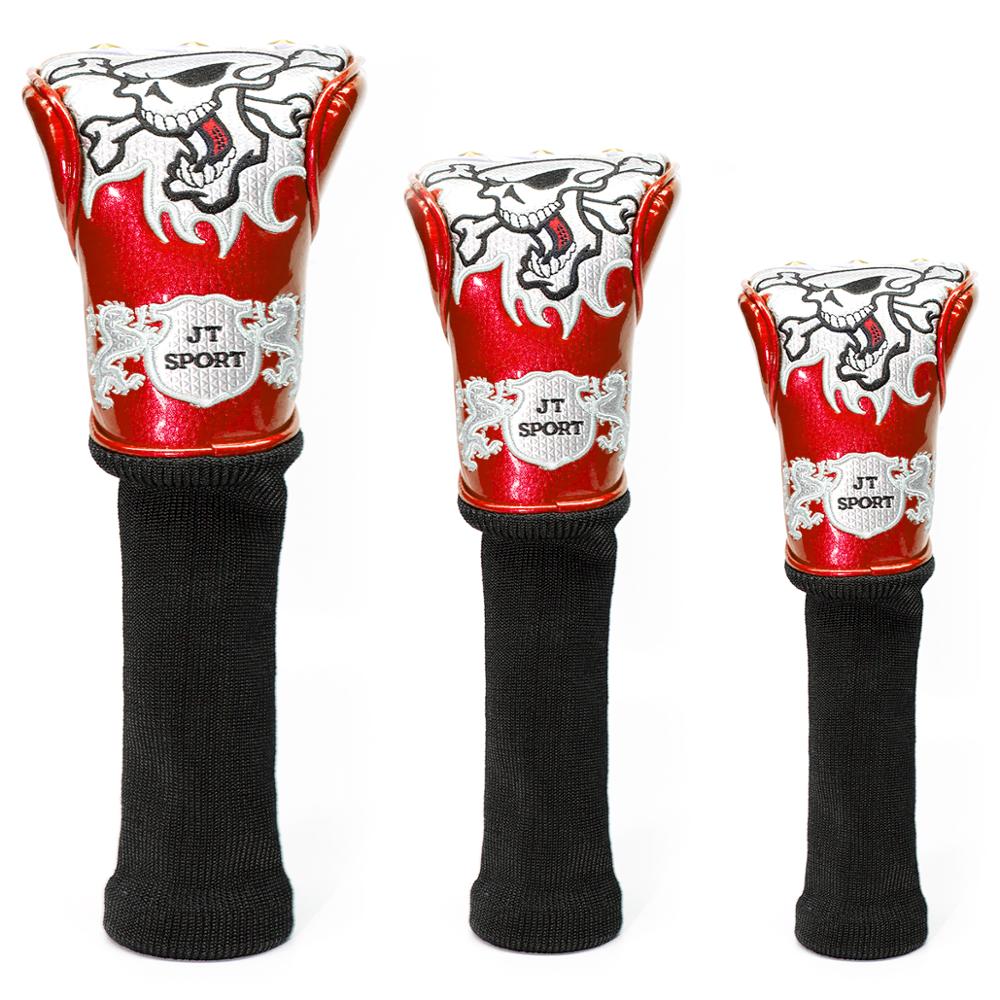 golf klubb headcover hodeskalle sjåfør tre hode dekke fairway tre dekke hybrid dekke med lang hals