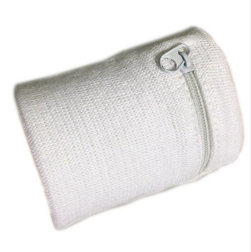 Ritssluiting pols portemonnee tas hardloop sport armband tas voor  mp3 sleutelkaarten opbergtas badminton basketbal polsband zweetband: Witte kleur