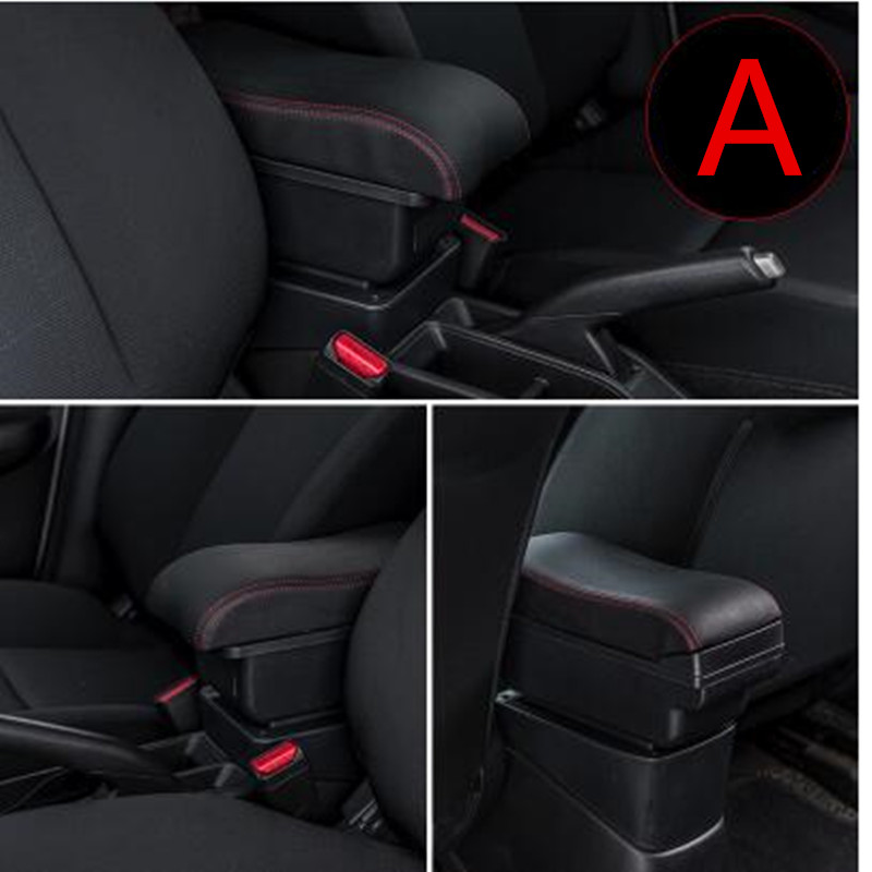 For Volkswagen Passat Bora Jetta Golf 3 4 5 Caddy car armrest storage box center console leather cup holder car styling: A black red line