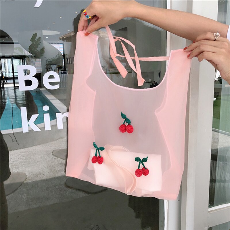 organza håndvesker broderi skulderveske jente vesker veske kvinner tote studentveske koreansk preppy: Rød