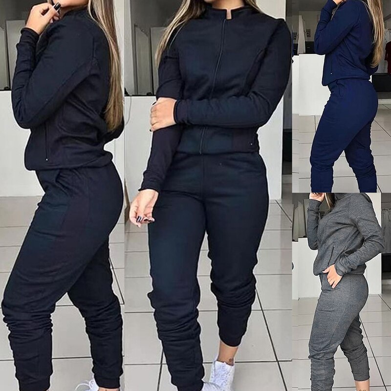 Loozykit Vrouwen Sportwear Set Effen Kleur Trainingspak Sweatshirts Fleece Joggers 2 stuk Running Set Dikke En Dunne Herfst Winter