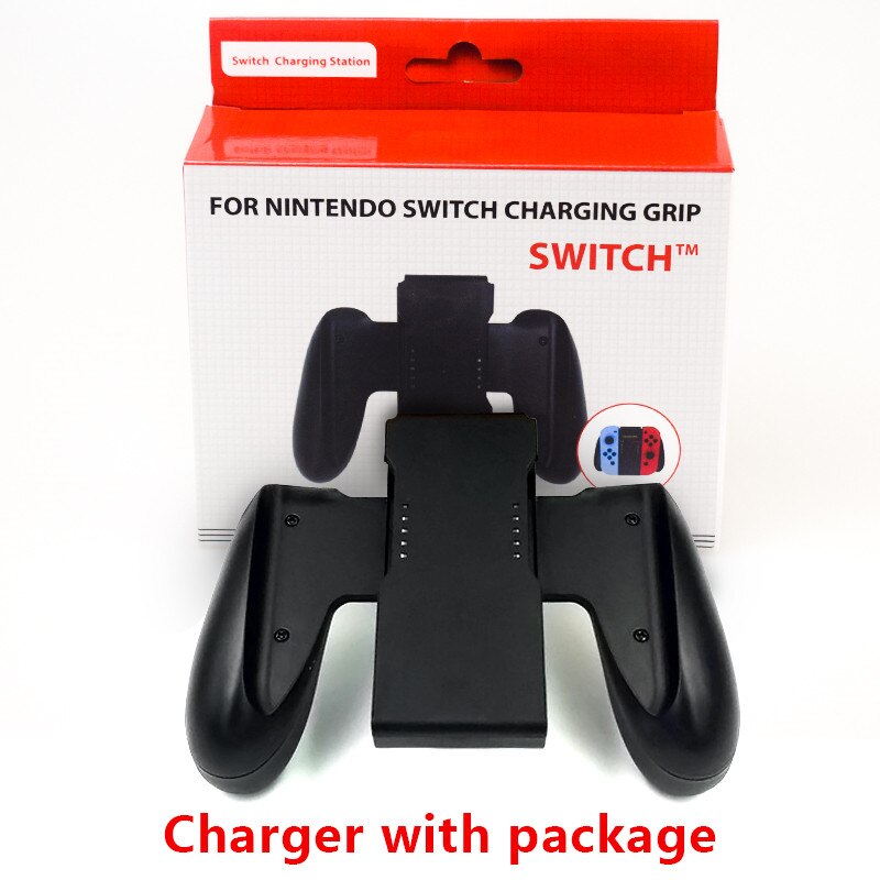 DATA FROG Grip Handle Charging Dock Station Compatible-Nintendo Switch OLED Joy-Con Handle Controller Charger Stand For Switch: black with package