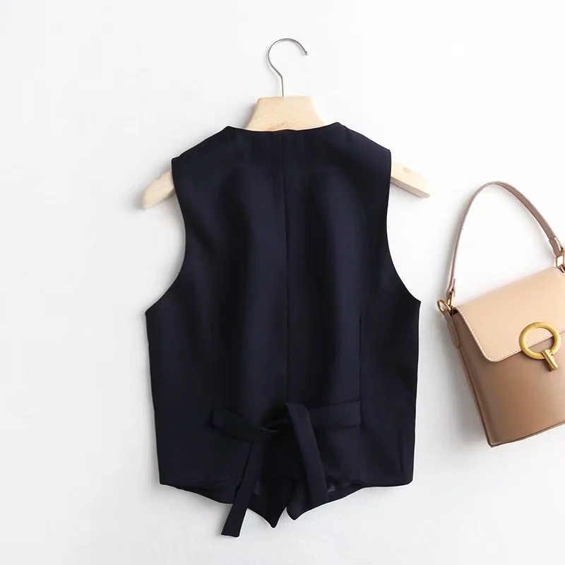 Gilet pour femme de bureau délavé style anglais, à la et simple