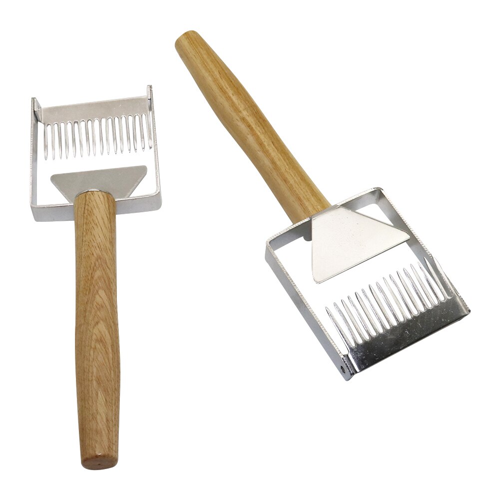 Stainless Steel Beekeeping Tools beehive Honey cutter Uncapping Scraper Wooden handle Honeycomb Scraper Equipment Fork Shovel