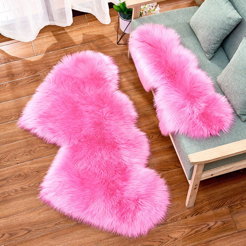 Pluche lange wol faux fur cupido tafel mat liefde double heart baby foto props mat winter harige dikke warm ontvangende deken