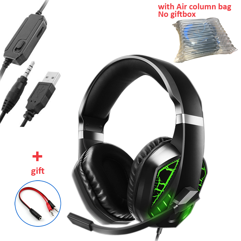 Gamingowy zestaw słuchawkowy świecące słuchawki regulowany bas Stereo przewodowe słuchawki z mikrofonem do PS5/ PS4 /XBOX/PC/Laptop/przełącznik: F no box