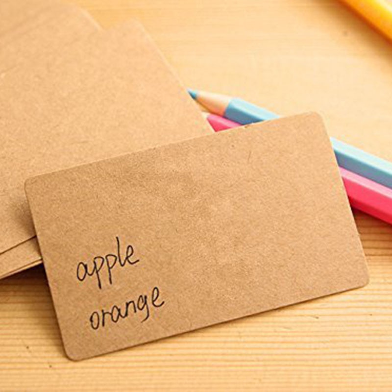 100 stk blankt kraftpapir visitkort word card besked kort diy kort