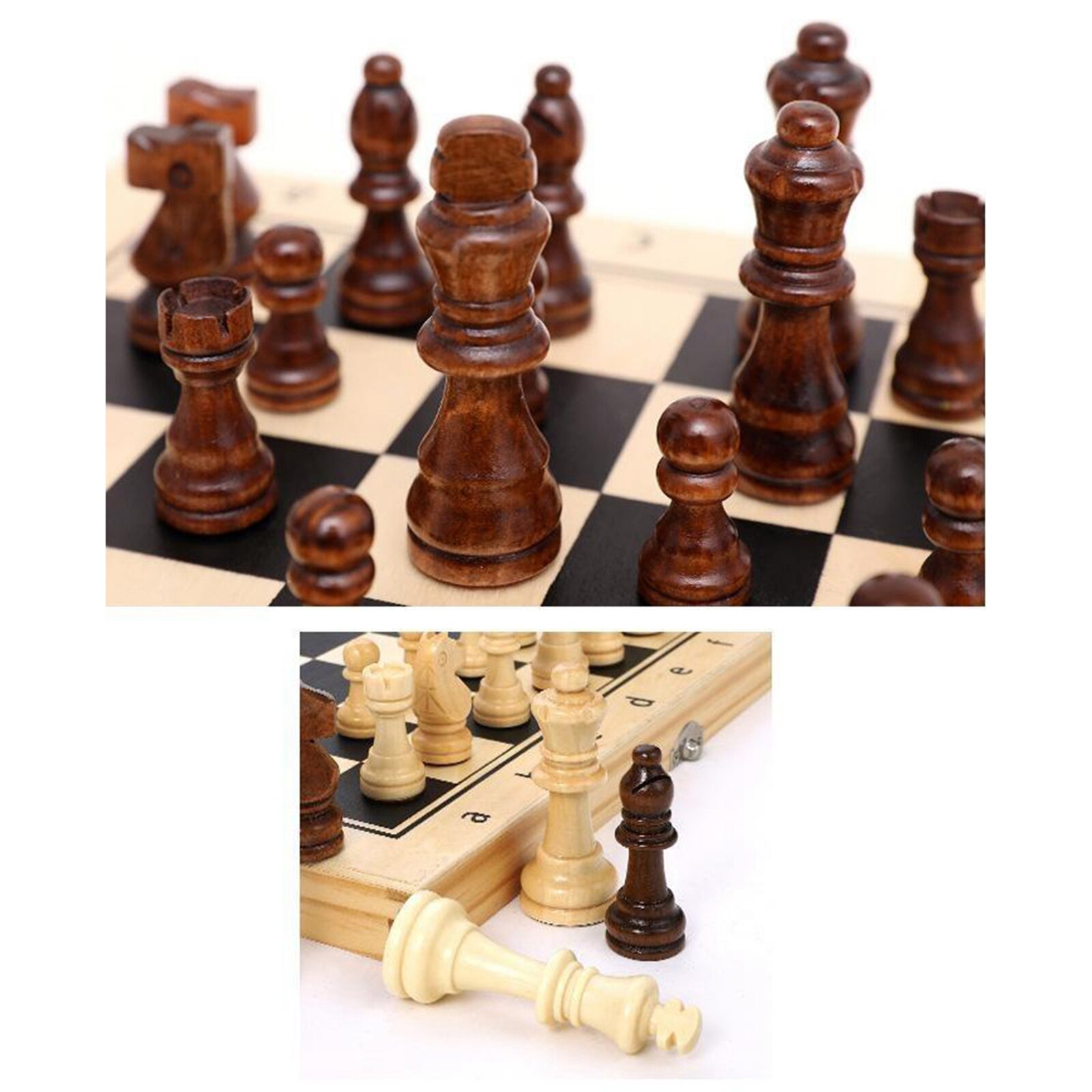 FOLDING WOODEN MAGNETIC CHESS BOARD EXTRA 2 QUEENS 29X29CM TRAVEL SET TOYS