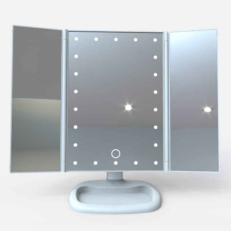 LED Body Infrared Sensor Cosmetic Mirror 2X3X Magnification Three-sided Folding Toilet Mirror Touch Sensor Mirror Customization: White