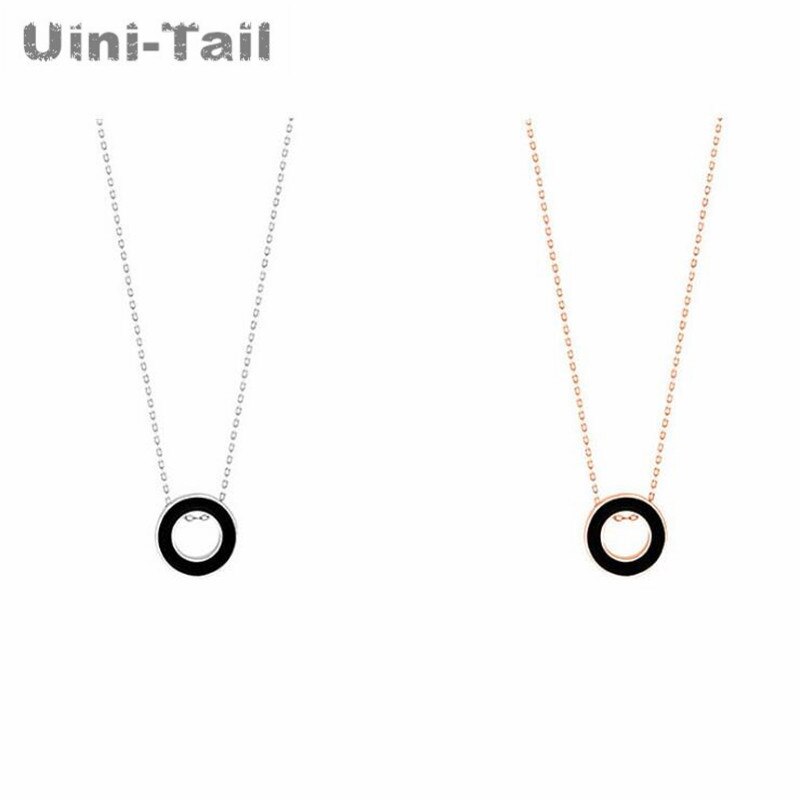 Uini-coda caldo nuovo argento 925 cerchio di personalità della collana squisita semplice ed elegante bianco e nero temperamento