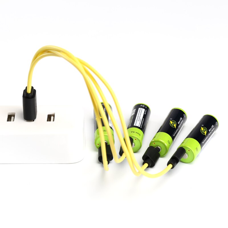 Znter Aa 1.5V 1700 Mah Batterij 2/4 Pcs Usb Snel Opladen Oplaadbare Lithium Polymeer Batterij Opgeladen Door Micro Usb kabel: 4pcs with usb cable