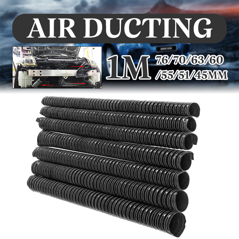 Car Hood Air Intake Pipe 1m Air Ducting Hose Heat Resistant Temperature Resistance 45/51/57/60/63/70/76mm