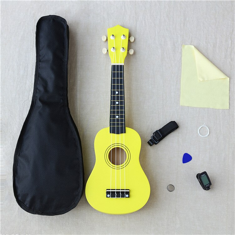 21-inch 16 colors Ukulele Adjustable Sound Musical + Bag+Strap+ Wipe Cloth +Tuner++String Stringed Instruments: yellow