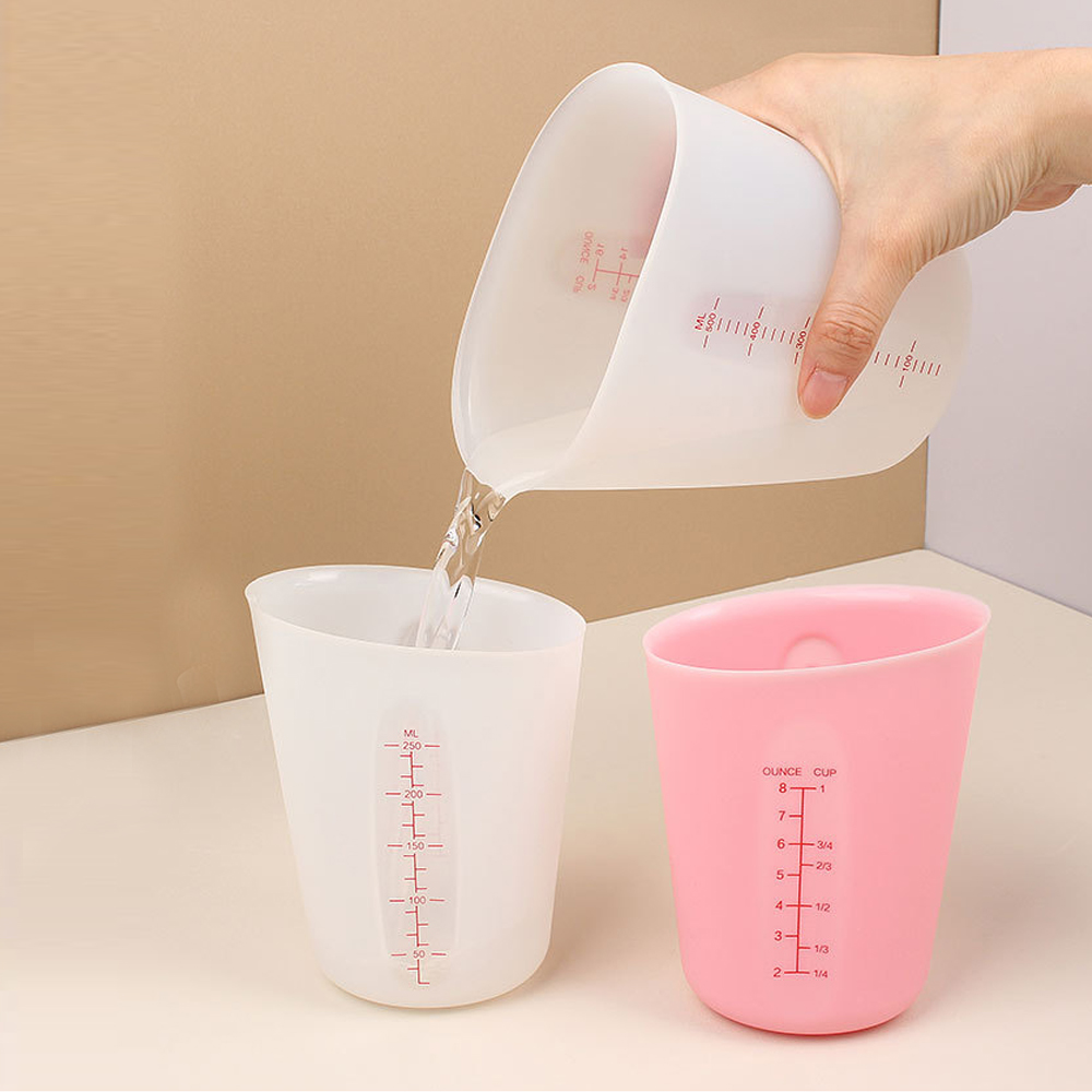 Tasse à mesurer en Silicone avec échelle, tasse à mesurer transparente, tasse à mesurer souple résistante à la chaleur, outil de cuisson 1 pièce