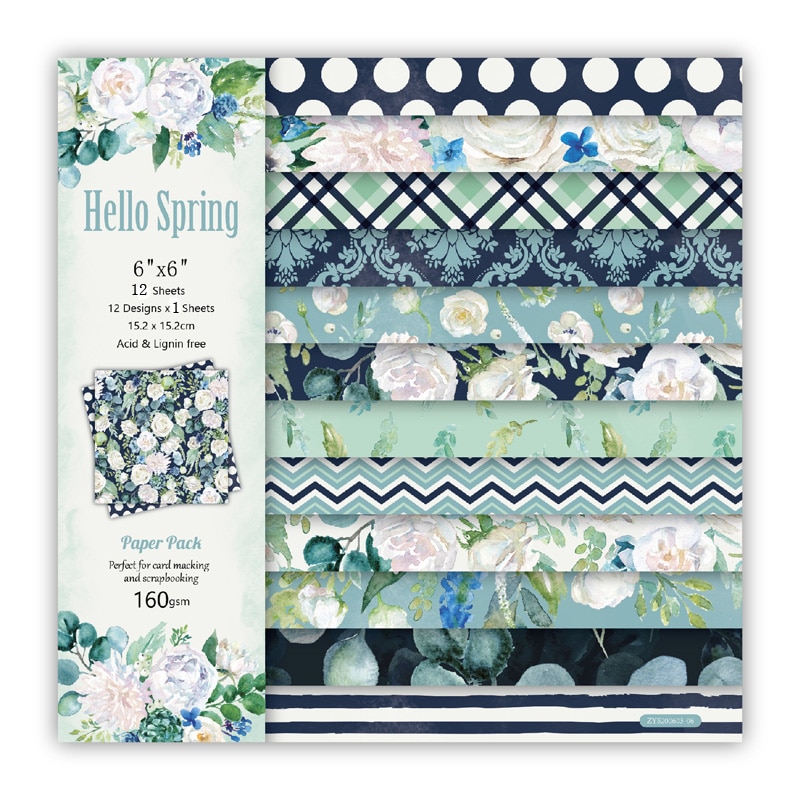 Kljuyp 12 ark hej forår scrapbooking pads papir origami kunst baggrund papir kort fremstilling diy scrapbog papir håndværk