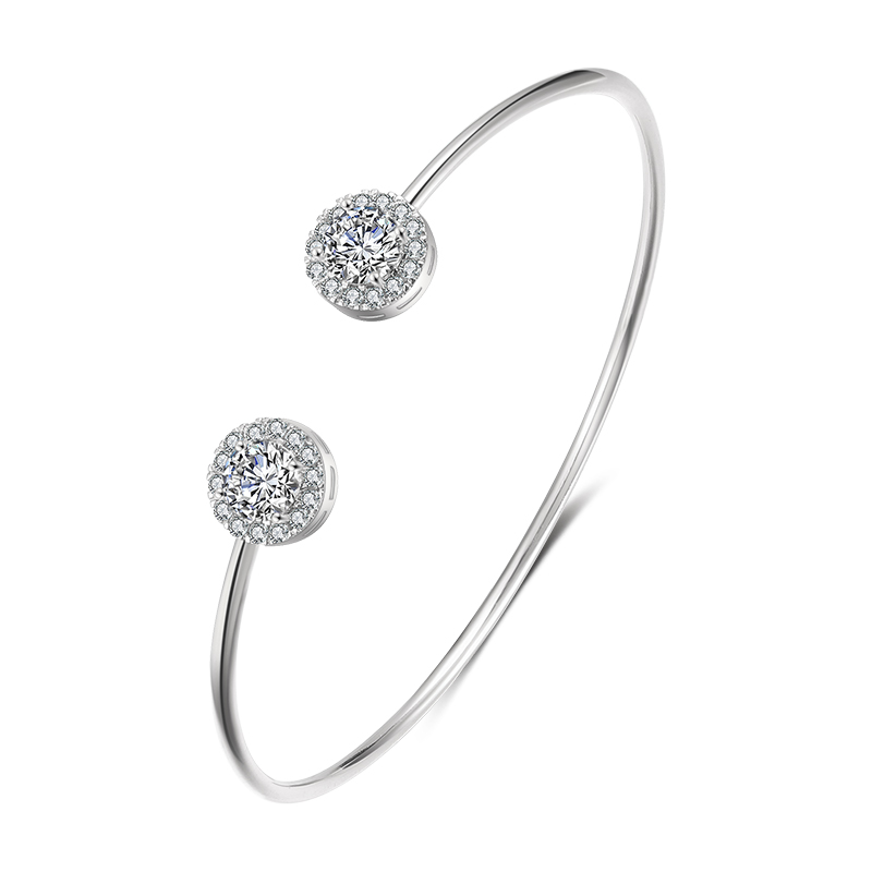 Luxus Geometrie Gold Farbe Manschette Armreifen Für Frauen Zirkonia Armbänder eins Party Alltag Schmuck.: Silber überzogen