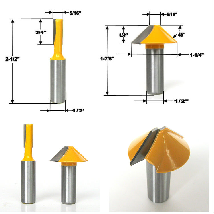 2 pc 1/2" SH Window grill Muntin/Mullion Cutter Router Bit Set woodworking cutter Tenon Cutter for Woodworking Tools
