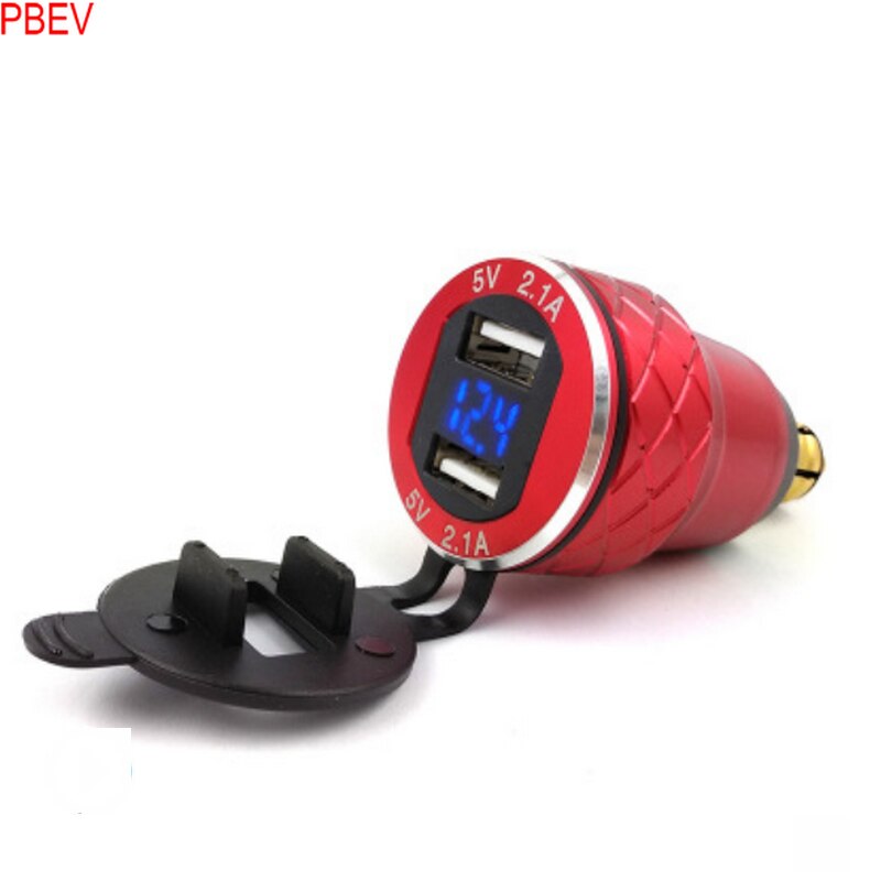 Motorfiets Auto Usb Mobiele Telefoon Oplader Mobiele Telefoon Gemodificeerde Opladen Hoofd 4.2A Met Spanning Display