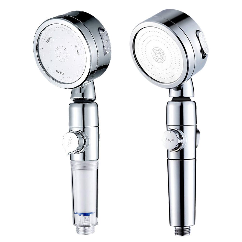 Handheld High Pressure Shower Head Round Water Saving Shower Filter Bathroom Rainfall Water Spray Nozzle With Water Stop Switch