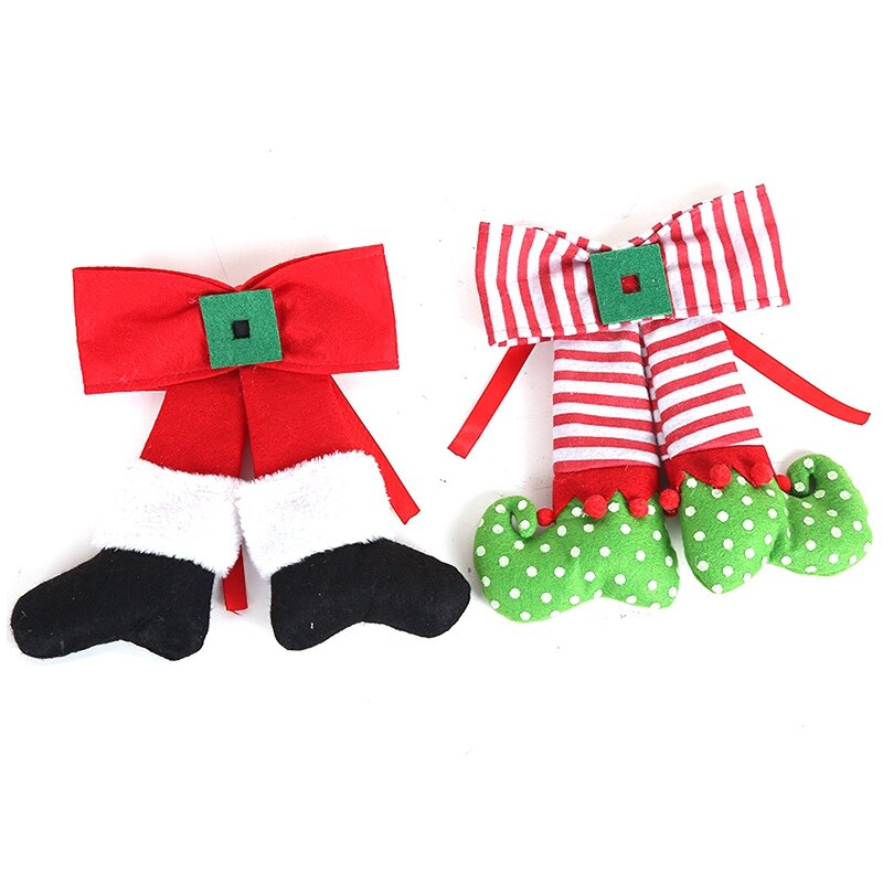 Jul tyg rosett hängande hänge dekor söt tomte julgran docka hängande prydnad för år xmas dekoration 2pc: Default Title
