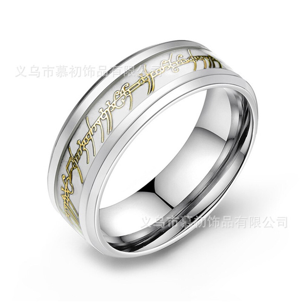 I den lysende ring blå fluorescerende rustfrit stål smykker titanium stål ring ringen mænds og kvinders bryllup ri: 3