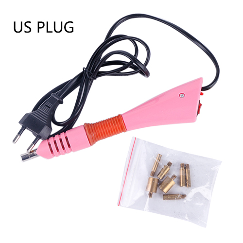 100-220V Drilling Machine Pen Point Figure Guns DIY Clothes Stick Diamond Drill Tools Set Crystal Hand Sewing Kit: pink US