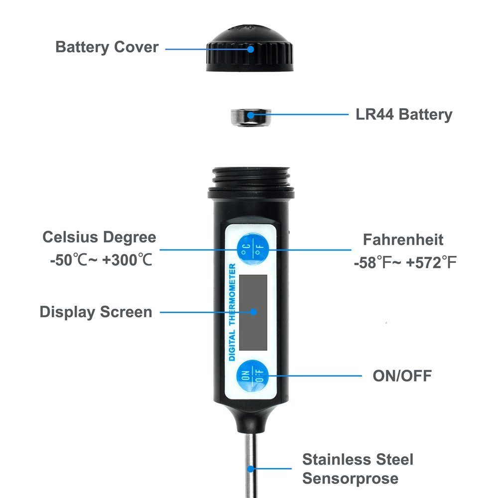 Anpro-termómetro Digital electrónico para alimentos, medidor de temperatura para cocinar pasteles, dulces, barbacoa, carne, hogar, con sonda larga