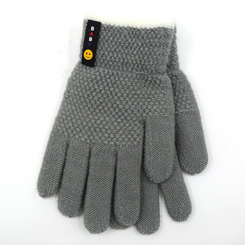 6-10 anni New Fashion Kids guanti a maglia spessa guanti invernali caldi guanti elasticizzati per bambini accessori per neonati per bambina: Grey