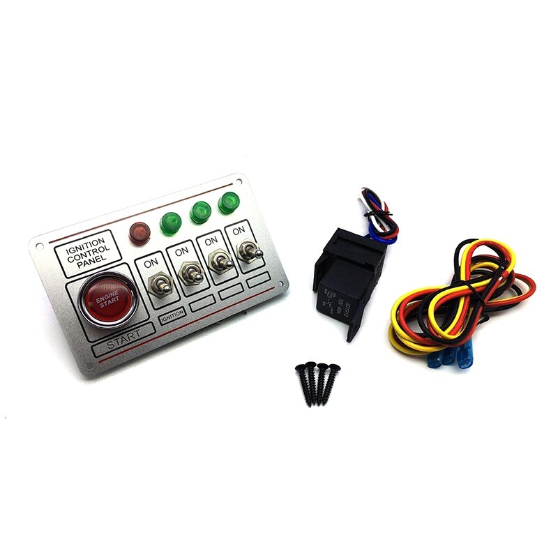 12V Ignition Switch Panel Engine Push Button LED Toggle Racing Auto: Silver