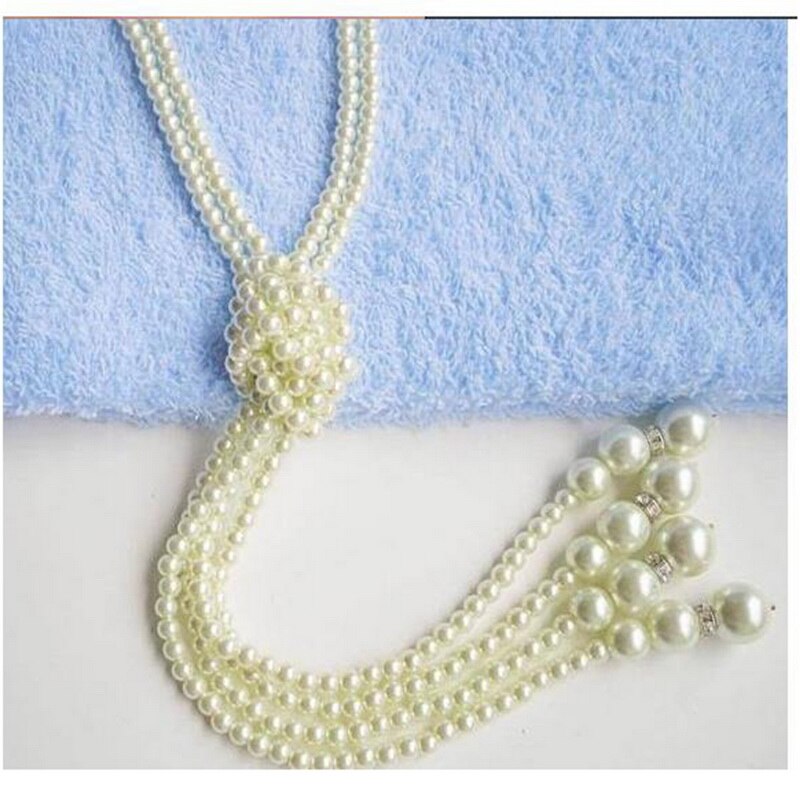 Mode Lange Geknoopt Trui Kettingen Multilayer Imitatie Parel Ketting Voor Vrouwen Bruiloft Bruid Ketting