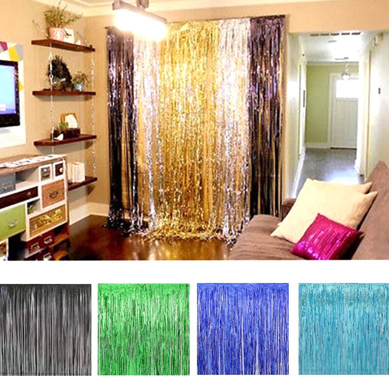 jijAcraft Lametta gordijn roze groen: glitter lametta gordijnen met 5 m koord, heks en prinses thema feestdecoraties, franjes glittergordijn