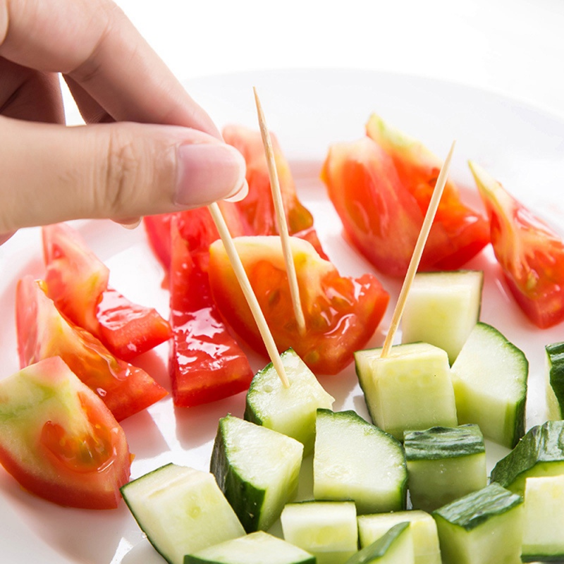 Natuurlijke Bamboe Tandenstokers tweekoppige Fijne Tandenstoker Thuis Salade Stok Tafel Accessoires