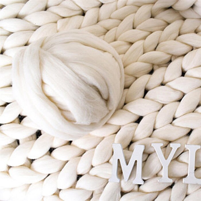 1000g/ kugle super tyk naturlig uld chunky garn filt uld roving garn til spinding hånd strikning spin garn gør-det-selv tæppe levering: Hvid